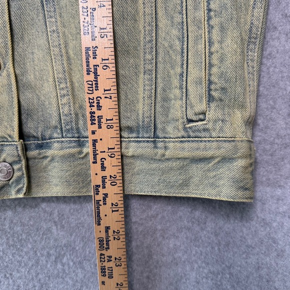 Madewell Denim‎ Jacket Distressed Acid Wash Green Blue Jean Trucker Womens Small - Picture 10 of 10